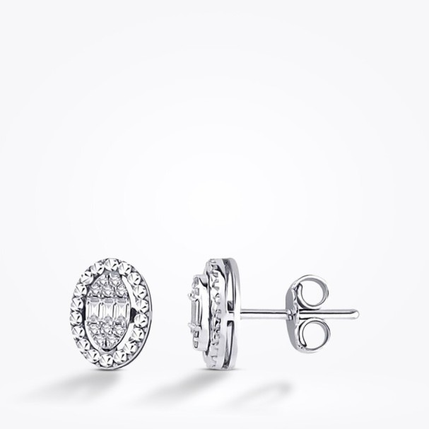 0.14 Karat Pırlanta Baget Küpe - Baroni Diamond