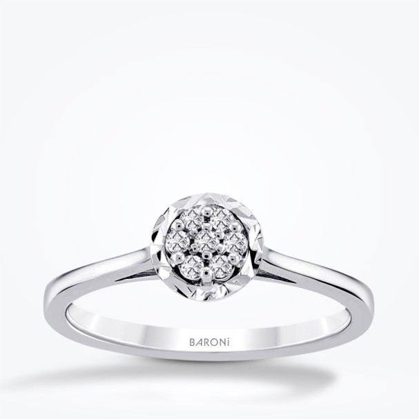 0.15 Karat Pırlanta Efektli Yuvarlak Yüzük - Baroni Diamond