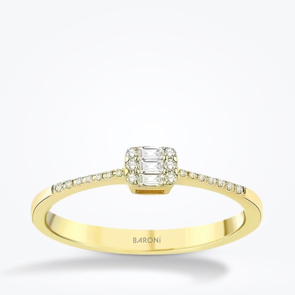 0.15 Karat Pırlanta Taşlı Baget Yüzük - Baroni Diamond