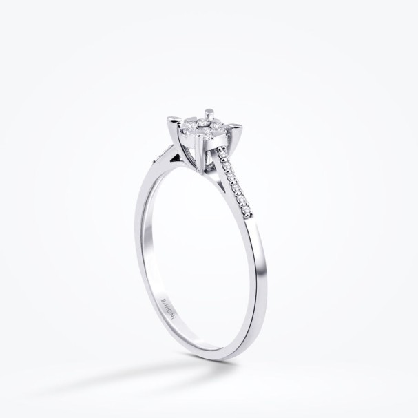 0.15 Karat Pırlanta Yanları Taşlı Tektaş Yüzük - Baroni Diamond (1)