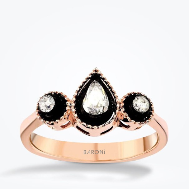 0.17 Karat Elmas Damla Tria Yüzük - Baroni Diamond
