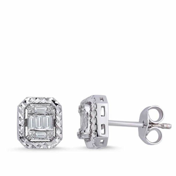 0.17 Karat Pırlanta Baget Küpe - Baroni Diamond