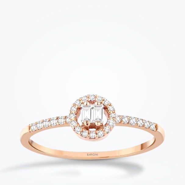 0.18 Karat Pırlanta Baget Rose Yüzük - Baroni Diamond