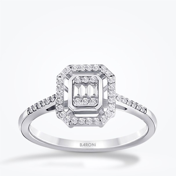 0.18 Karat Pırlanta Baget Yüzük - Baroni Diamond