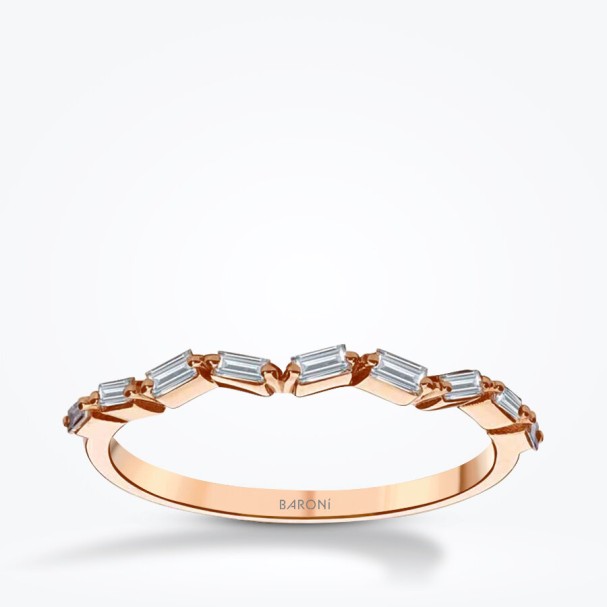 0.20 Karat Pırlanta Sıralı Baget Rose Yüzük - Baroni Diamond