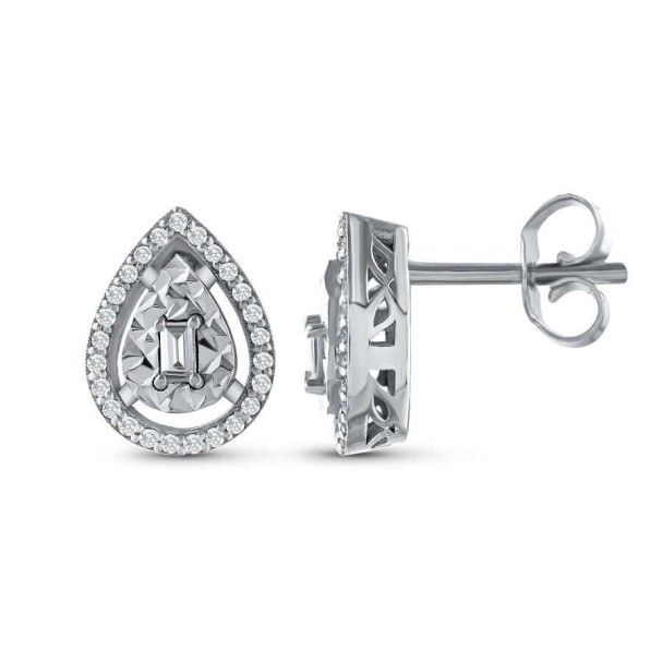 0.21 Karat Pırlanta Baget Damla Küpe - Baroni Diamond