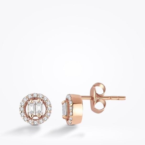 0.21 Karat Pırlanta Baget Küpe - Baroni Diamond