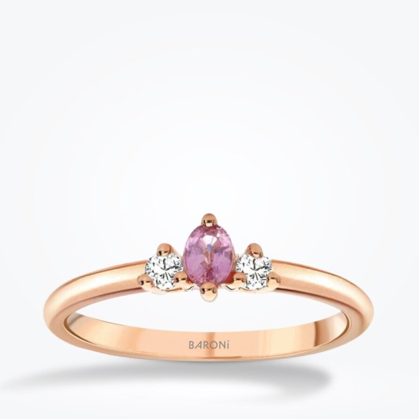0.21 Karat Pırlanta Pembe Safir Yüzük - Baroni Diamond