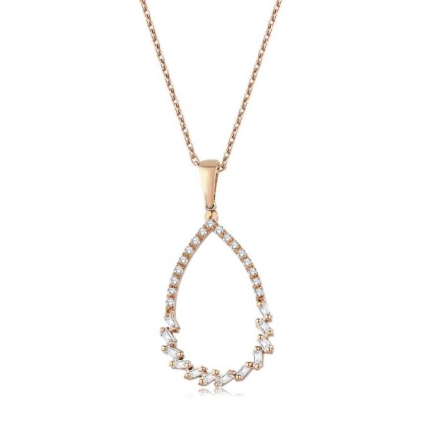 0.23 Karat Pırlanta Baget Kolye - Baroni Diamond