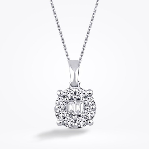 0.23 Karat Pırlanta Baget Trend Kolye - Baroni Diamond