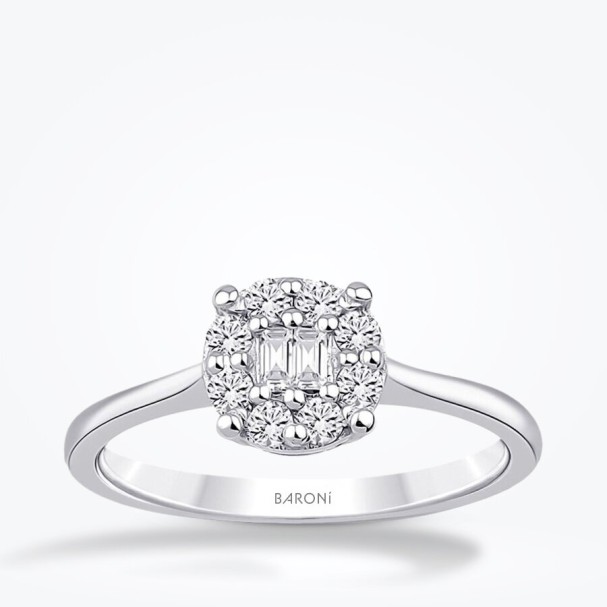 0.23 Karat Pırlanta Yuvarlak Baget Yüzük - Baroni Diamond
