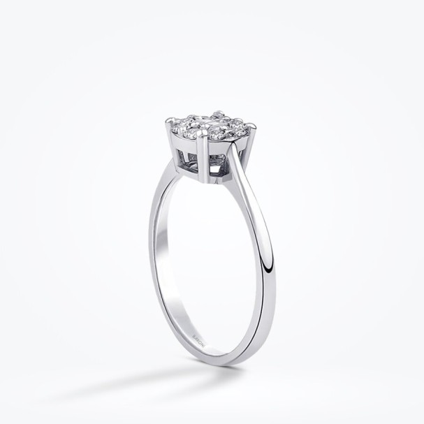 0.23 Karat Pırlanta Yuvarlak Baget Yüzük - Baroni Diamond (1)