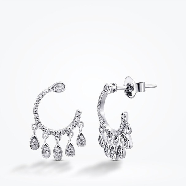 0.23 Karat Pırlanta Yarım Ay Taşlı Küpe - Baroni Diamond