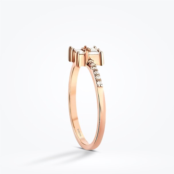 0.24 Karat Pırlanta Baget Kare Rose Yüzük - Baroni Diamond (1)