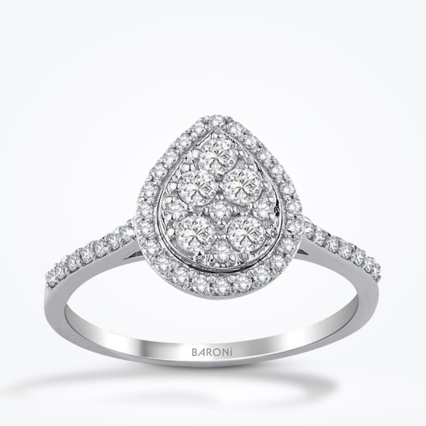 0.25 Karat Pırlanta Taşlı Damla Yüzük - Baroni Diamond