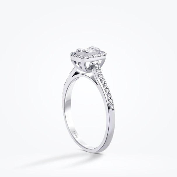 0.27 Karat Pırlanta Yanları Taşlı Baget Yüzük - Baroni Diamond (1)