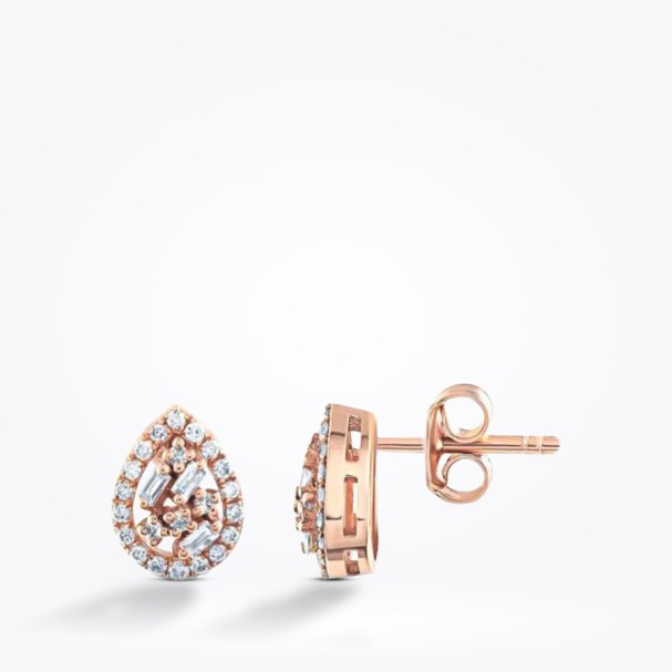 0.28 Karat Pırlanta Baget Küpe - Baroni Diamond