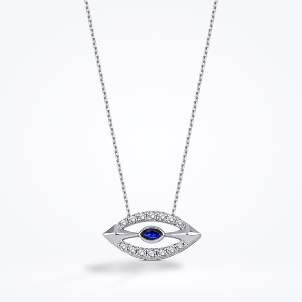 0.29 Karat Pırlanta Safir Kolye - Baroni Diamond