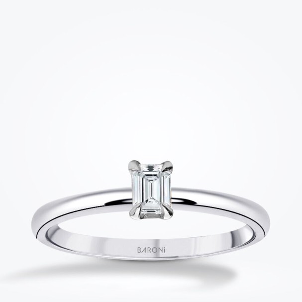 0.30 Karat Pırlanta Baget Tektaş Yüzük - Baroni Diamond