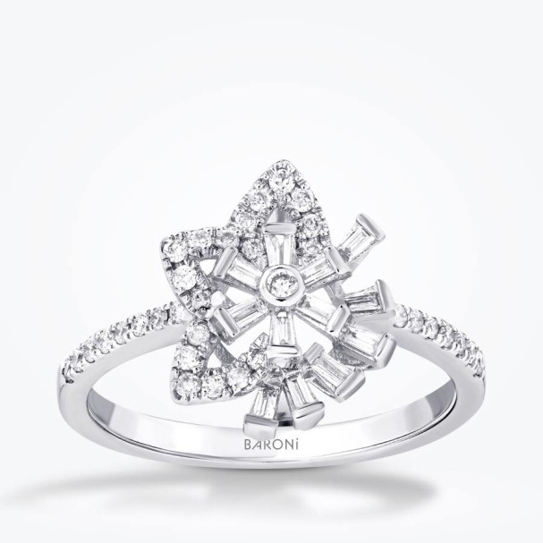 0.30 Karat Pırlanta Baget Yıldız Yüzük - Baroni Diamond