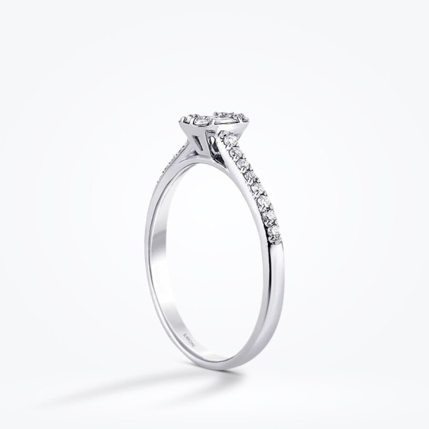 0.32 Karat Pırlanta Yanları Taşlı Baget Yüzük - Baroni Diamond (1)