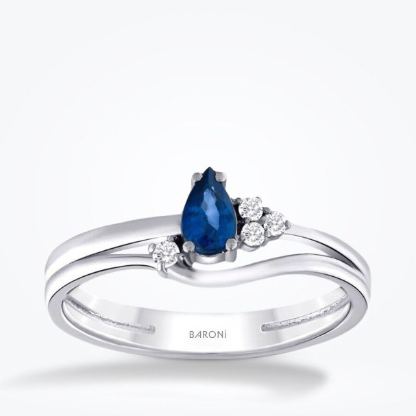 0.32 Karat Pırlanta Safir Yüzük - Baroni Diamond