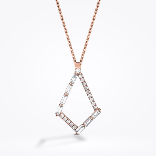 0.34 Karat Pırlanta Baget Kolye - Baroni Diamond