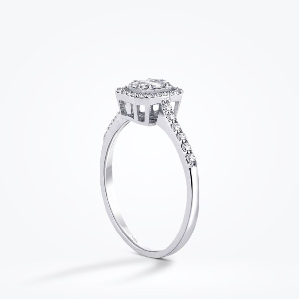 0.35 Karat Pırlanta Yanları Taşlı Baget Yüzük - Baroni Diamond (1)