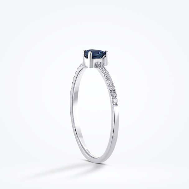 0.36 Karat Pırlanta Damla Safir Yüzük - Baroni Diamond (1)