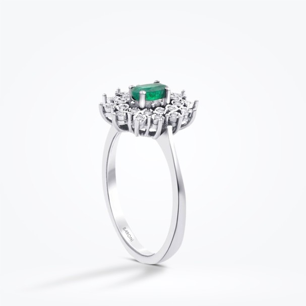 0.36 Karat Pırlanta Lotus Zümrüt Yüzük - Baroni Diamond (1)