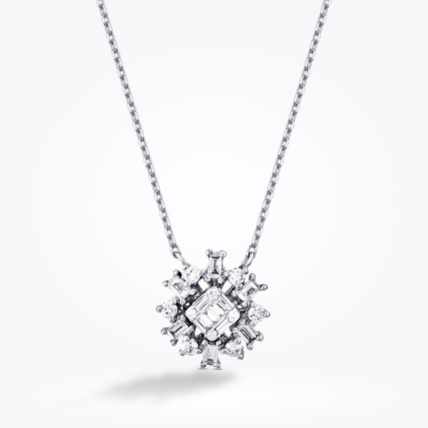 0.37 Karat Pırlanta Baget Çiçek Kolye - Baroni Diamond