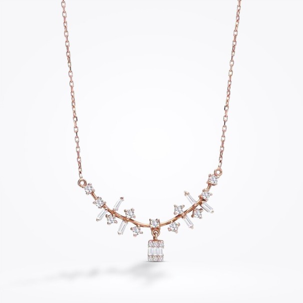 0.37 Karat Pırlanta Baget Kolye - Baroni Diamond (1)