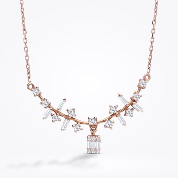 0.37 Karat Pırlanta Baget Kolye - Baroni Diamond