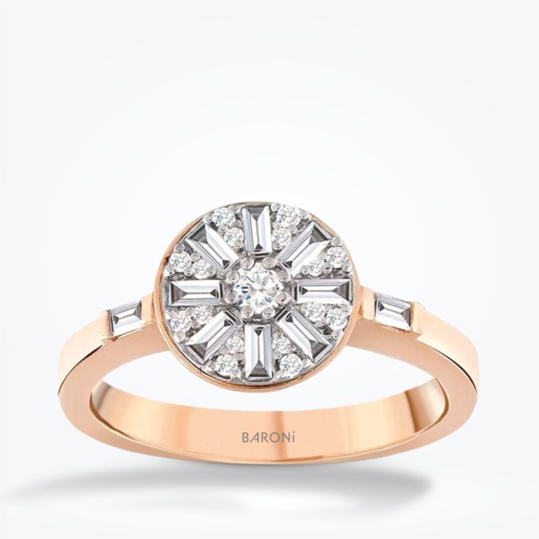 0.37 Karat Pırlanta Baget Rose Yüzük - Baroni Diamond