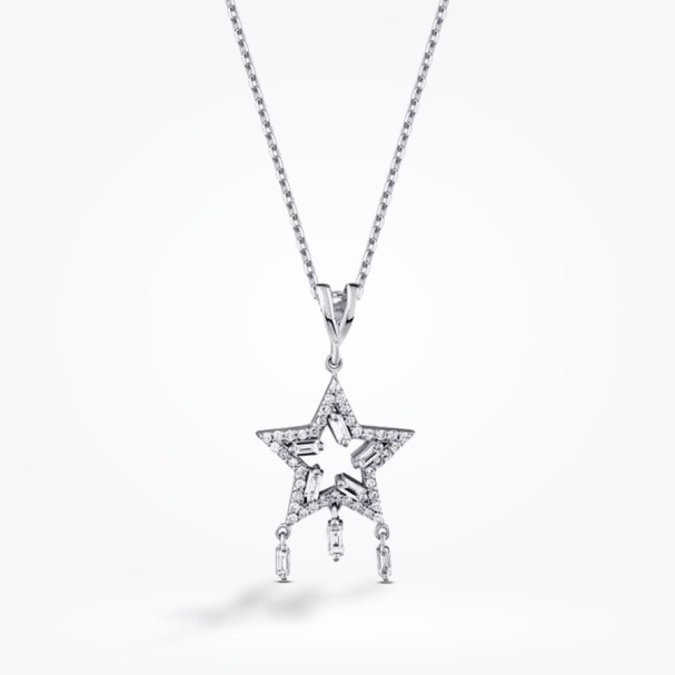 0.38 Karat Pırlanta Baget Yıldız Kolye - Baroni Diamond