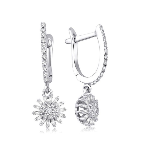 0.39 Karat Pırlanta Baget Çiçek Küpe - Baroni Diamond