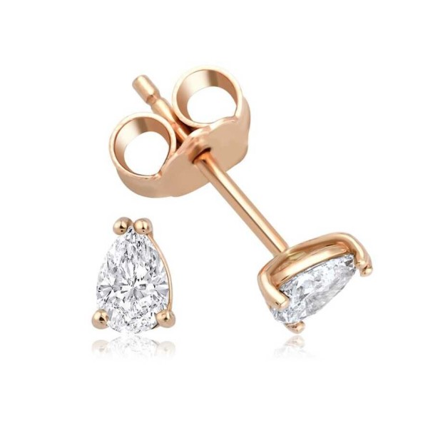0.40 Karat Pırlanta Damla Tektaş Rose Küpe - Baroni Diamond