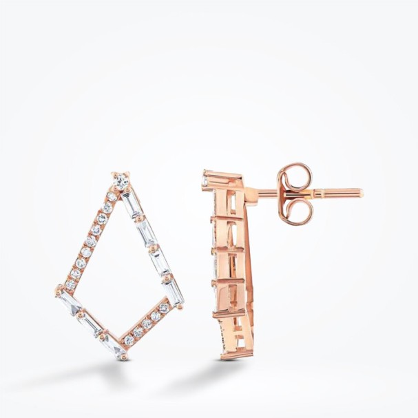 0.41 Karat Pırlanta Baget Trend Küpe - Baroni Diamond (1)