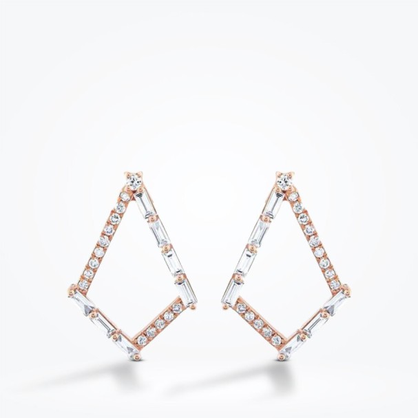 0.41 Karat Pırlanta Baget Trend Küpe - Baroni Diamond