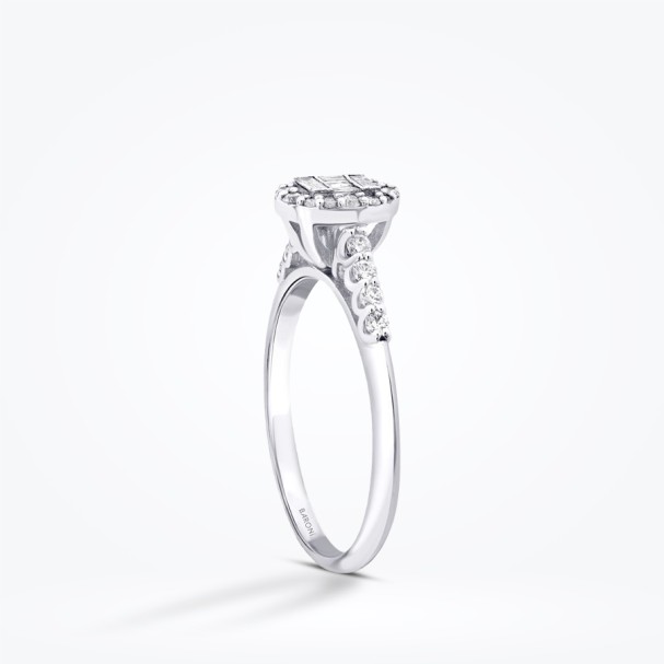 0.41 Karat Pırlanta Yanları Taşlı Baget Oval Yüzük - Baroni Diamond (1)
