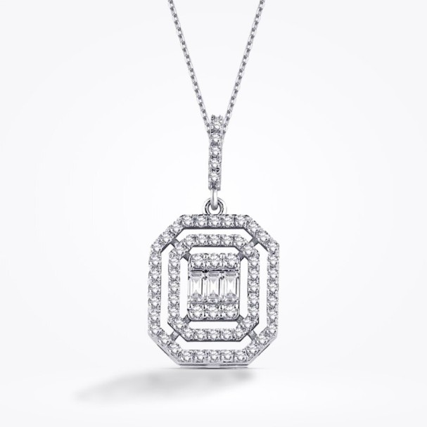 0.42 Karat Pırlanta Baget Kolye - Baroni Diamond