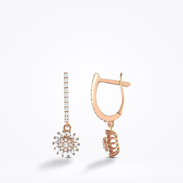 0.42 Karat Pırlanta Çiçek Rose Küpe - Baroni Diamond