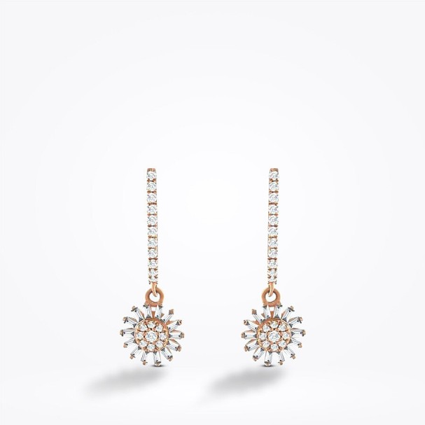 0.42 Karat Pırlanta Çiçek Rose Küpe - Baroni Diamond (1)
