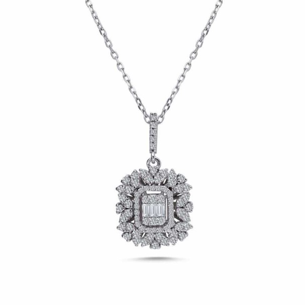 0.46 Karat Pırlanta Baget Kolye - Baroni Diamond