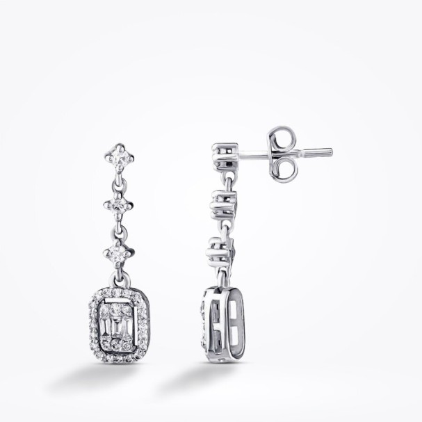 0.46 Karat Pırlanta Baget Küpe - Baroni Diamond