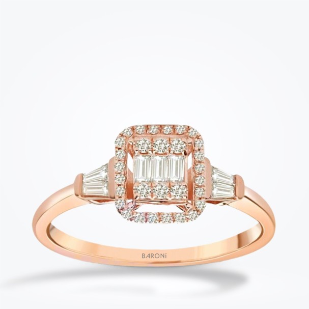 0.47 Karat Pırlanta Baget Rose Yüzük - Baroni Diamond