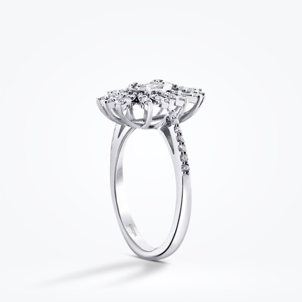 0.48 Karat Pırlanta Baget Çiçek Yüzük - Baroni Diamond (1)