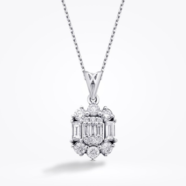 0.49 Karat Pırlanta Baget Kolye - Baroni Diamond