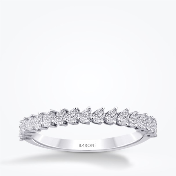 0.55 Karat Pırlanta Damla Yarımtur Yüzük - Baroni Diamond