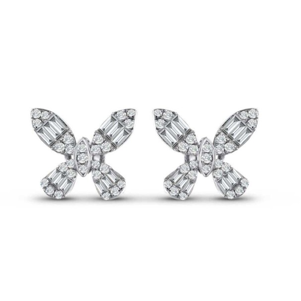 0.56 Karat Pırlanta Kelebek Baget Küpe - Baroni Diamond (1)